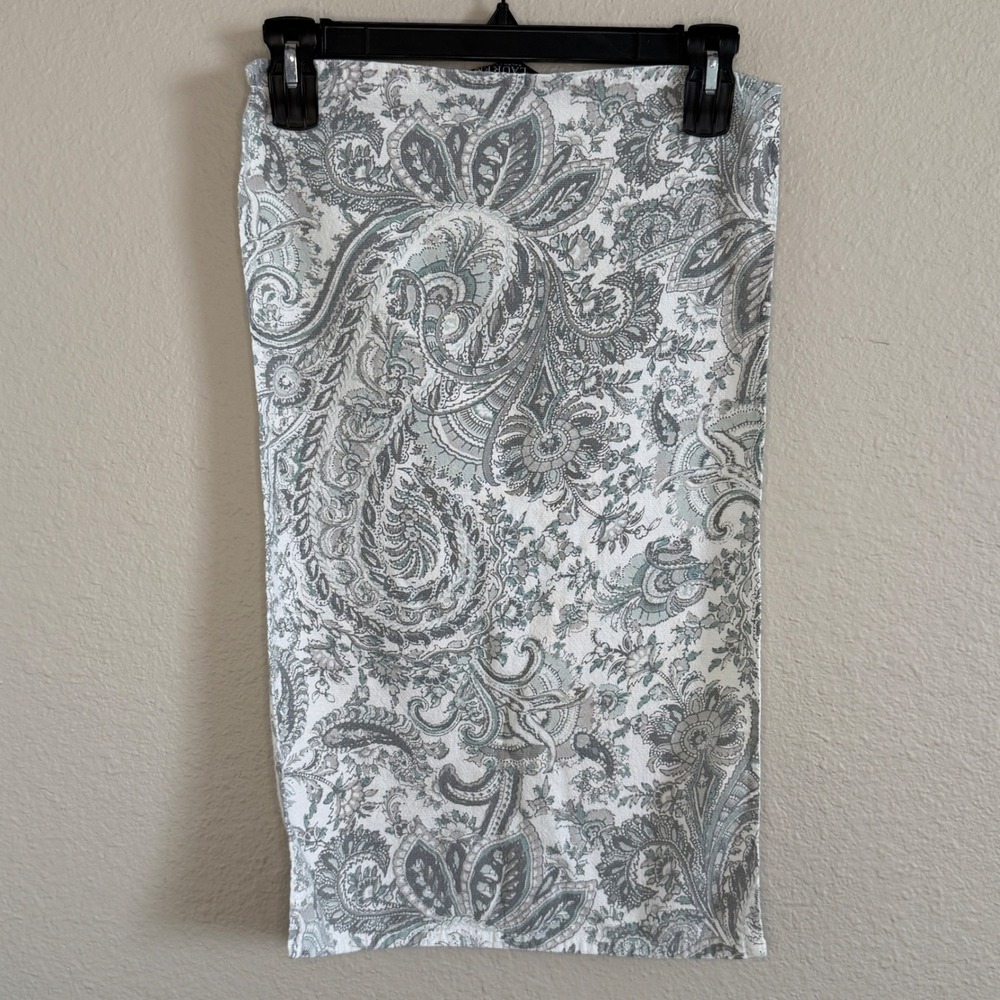 Lauren Ralph Lauren Paisley Print‎ Cotton Kitchen Tea Towel Gray White Preppy